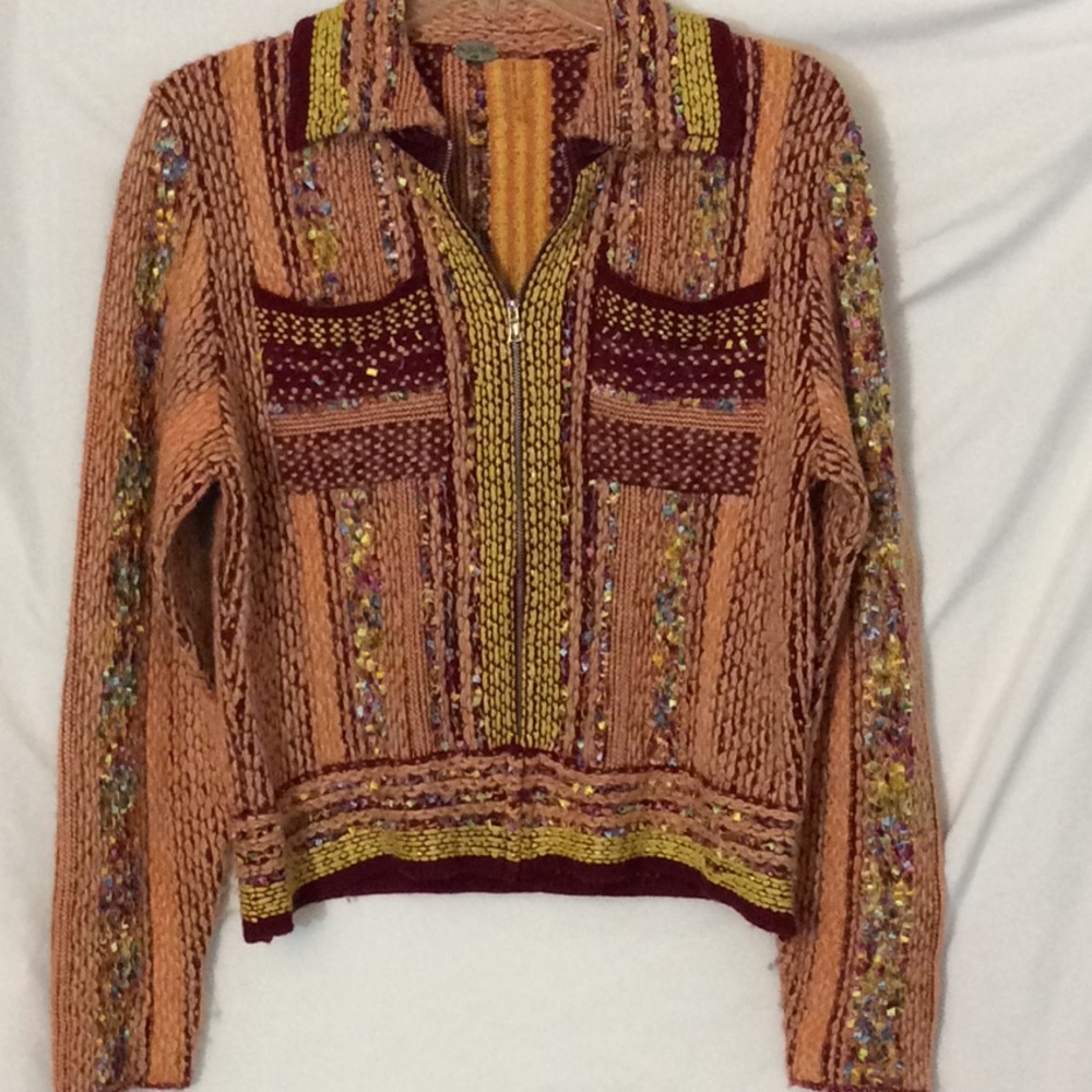 Colorful sweater jacket unique details